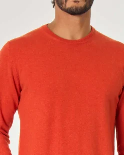 Maglia girocollo arancione Pellizzari in puro cachemire