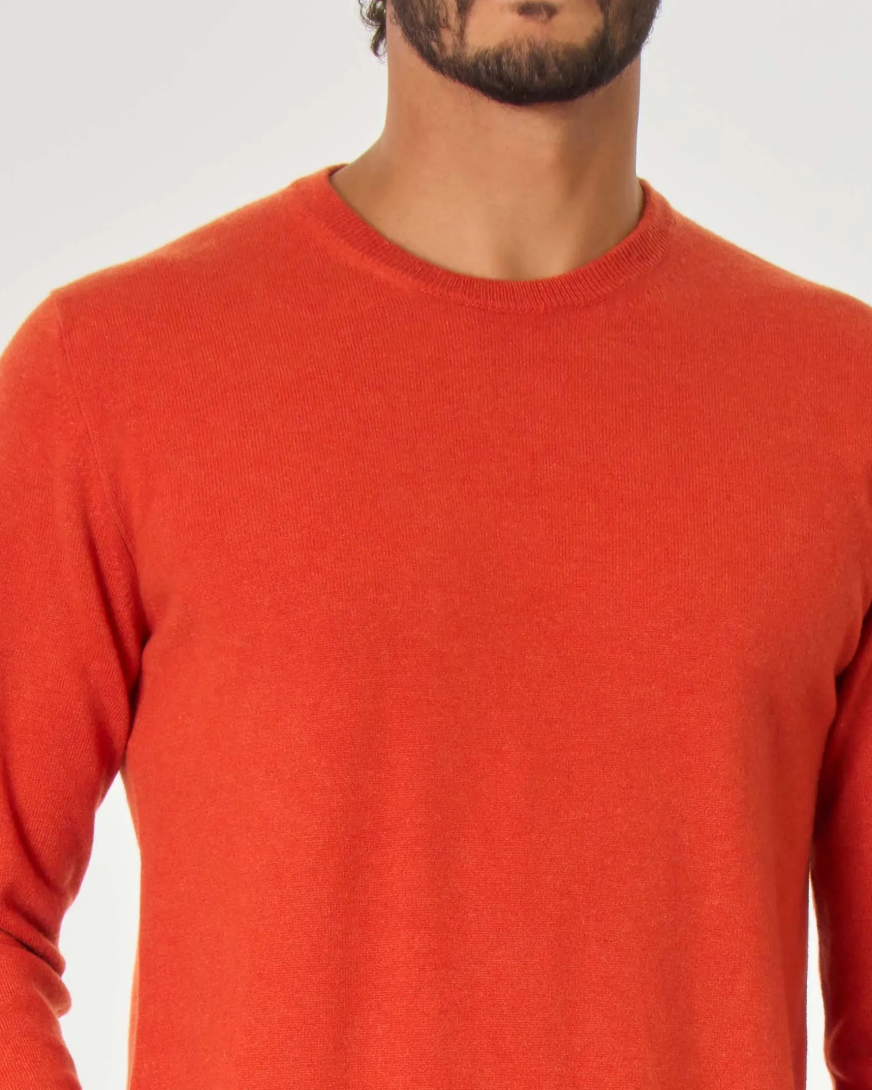 Maglia girocollo arancione Pellizzari in puro cachemire