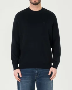 Maglia girocollo Armani Exchane blu in misto cotone viscosa e seta