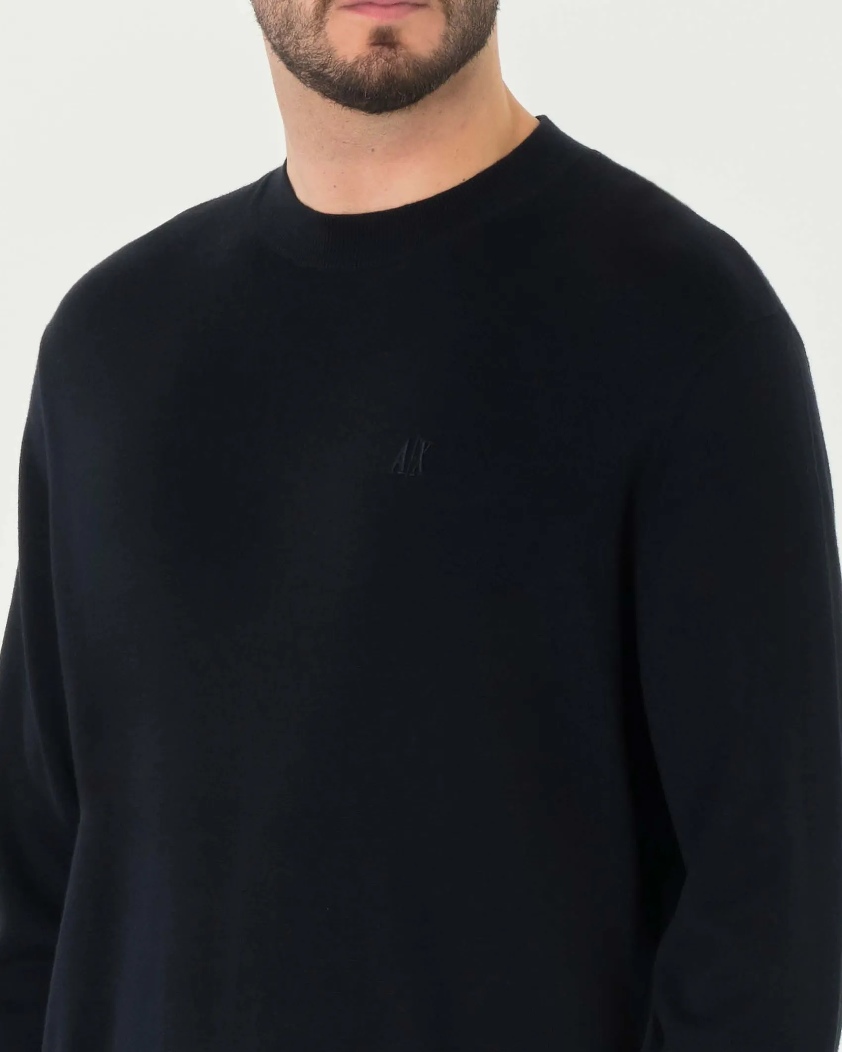 Maglia girocollo Armani Exchane blu in misto cotone viscosa e seta