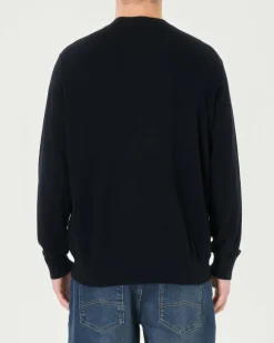Maglia girocollo Armani Exchane blu in misto cotone viscosa e seta