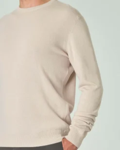 Maglia girocollo Ashki.i beige in misto lana e cachemire
