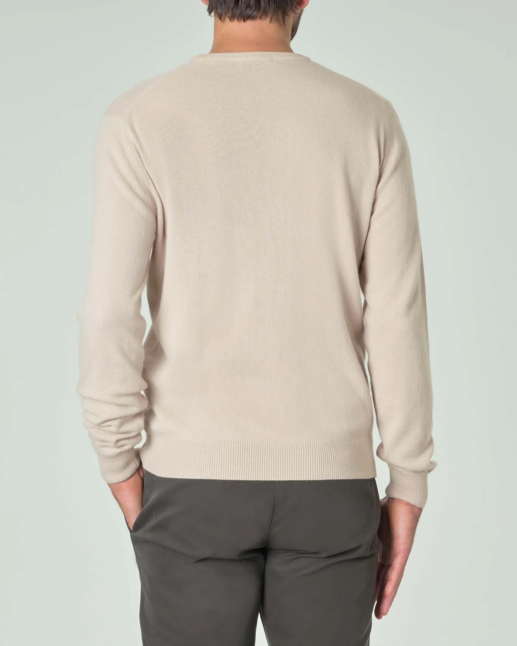 Maglia girocollo Ashki.i beige in misto lana e cachemire