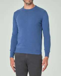Maglia girocollo Ashki.i blu indaco in misto lana e cachemire