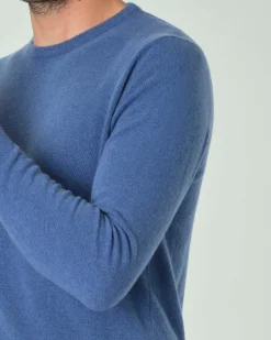 Maglia girocollo Ashki.i blu indaco in misto lana e cachemire