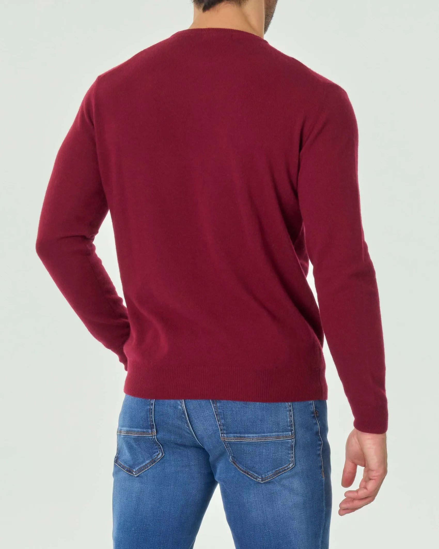 Maglia girocollo Ashki.i bordeaux in misto lana e cachemire