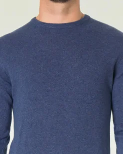 Maglia girocollo Ashki.i blu indaco in misto lana e cachemire