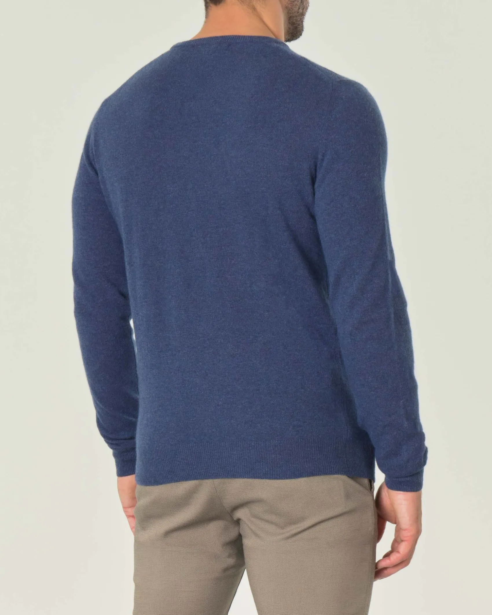 Maglia girocollo Ashki.i blu indaco in misto lana e cachemire
