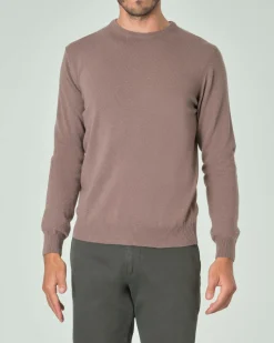 Maglia girocollo Ashki.i color noce in misto lana e cachemire