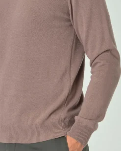Maglia girocollo Ashki.i color noce in misto lana e cachemire