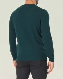 Maglia girocollo Ashki.i verde bottiglia in misto lana e cachemire