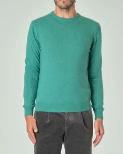 Maglia girocollo Ashki.i verde menta in misto lana e cachemire