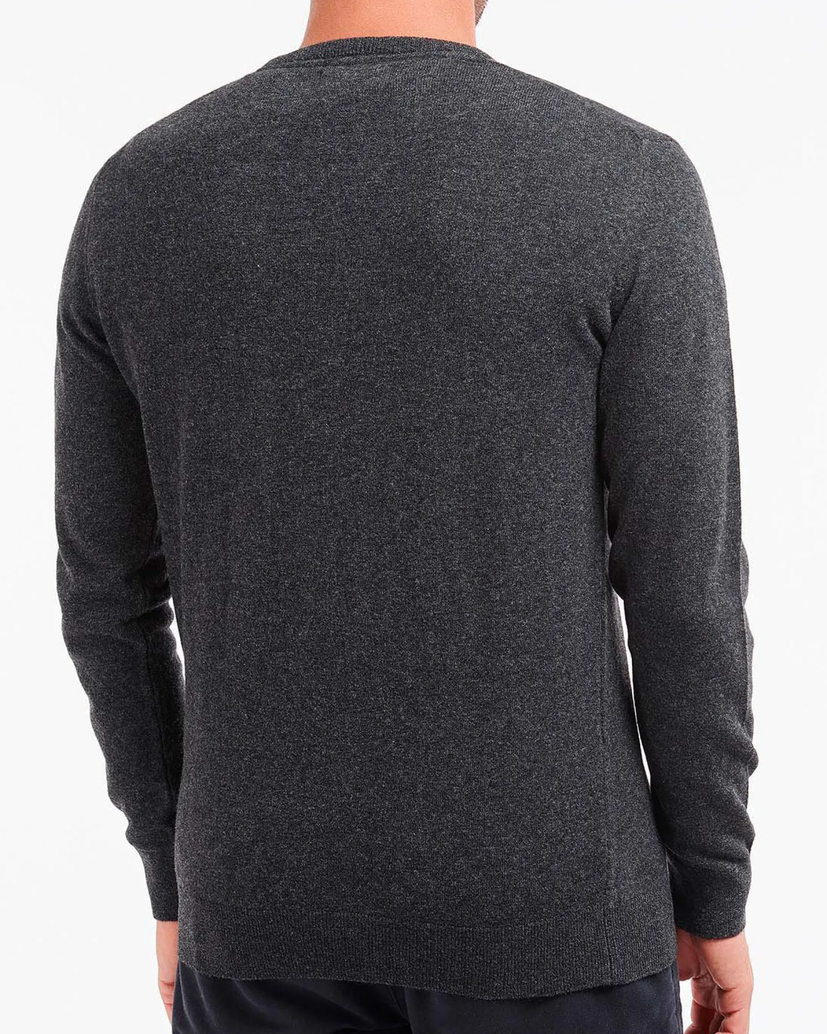 Maglia girocollo Barbour grigio antracite in pura lana