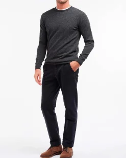 Maglia girocollo Barbour grigio antracite in pura lana