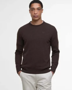 Maglia girocollo Barbour marrone in pura lana