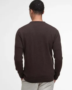 Maglia girocollo Barbour marrone in pura lana