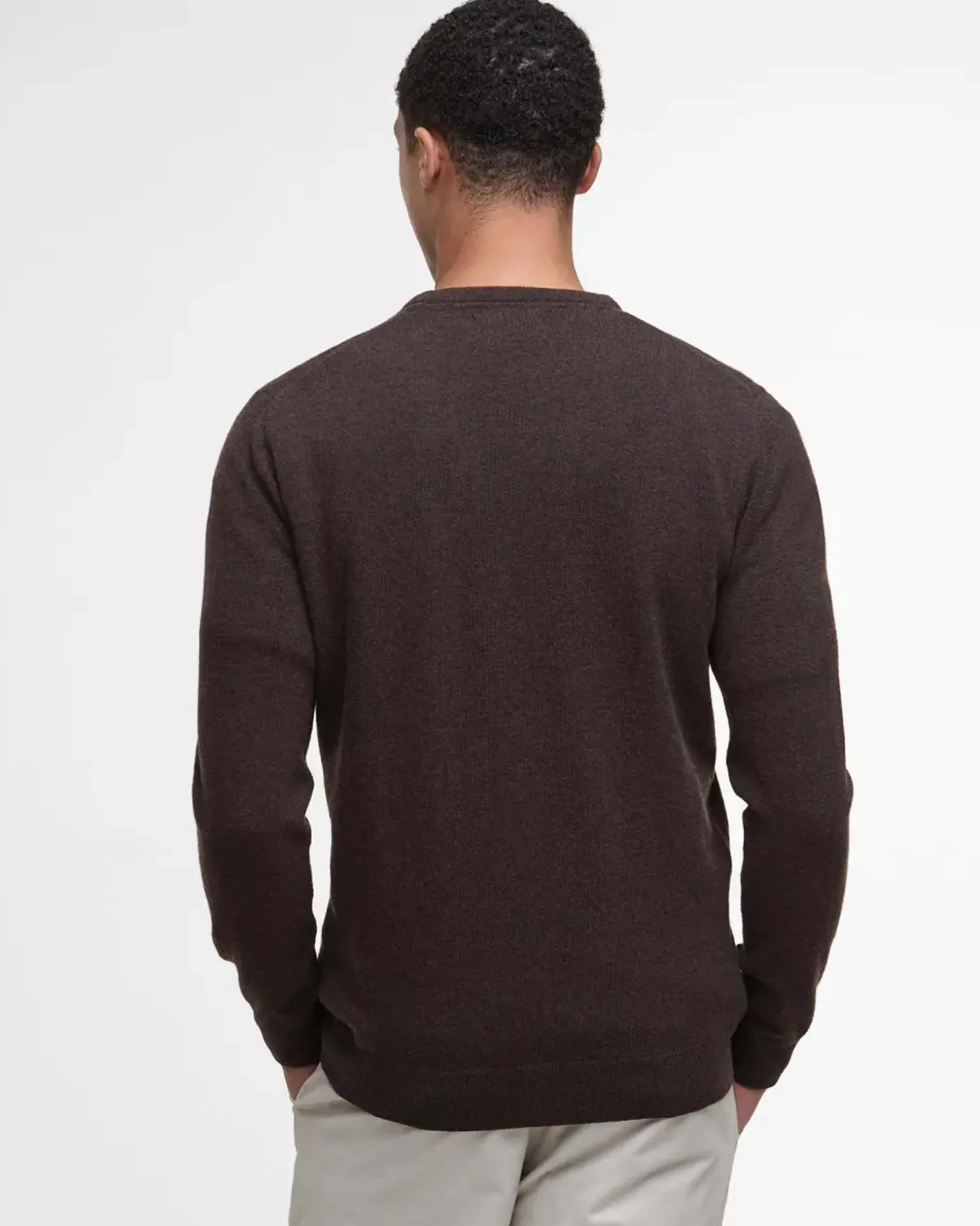 Maglia girocollo Barbour marrone in pura lana