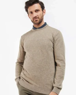 Maglia girocollo Barbour beige in pura lana