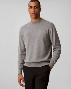 Maglia girocollo Calvin Klein Jeans grigia in puro cotone