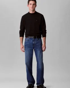 Maglia girocollo Calvin Klein Jeans nera in puro cotone