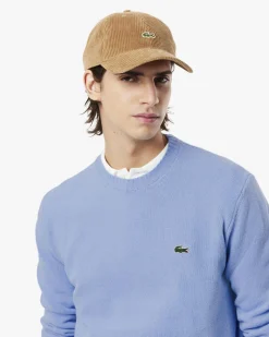 Maglia girocollo Lacoste celeste in lambswool di pura lana