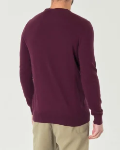 Maglia girocollo Lyle & Scott bordeaux in misto cotone e lana merino