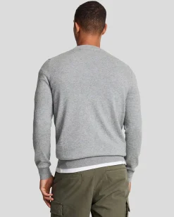 Maglia girocollo Lyle & Scott grigia in misto cotone e lana merino