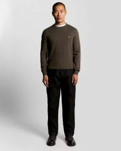 Maglia girocollo Lyle & Scott marrone in misto cotone e lana merino