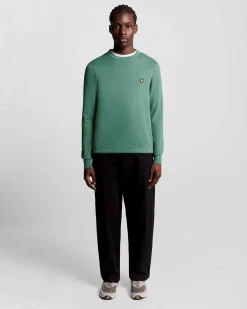 Maglia girocollo Lyle & Scott verde salvia in misto cotone e lana merino