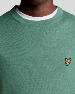 Maglia girocollo Lyle & Scott verde salvia in misto cotone e lana merino