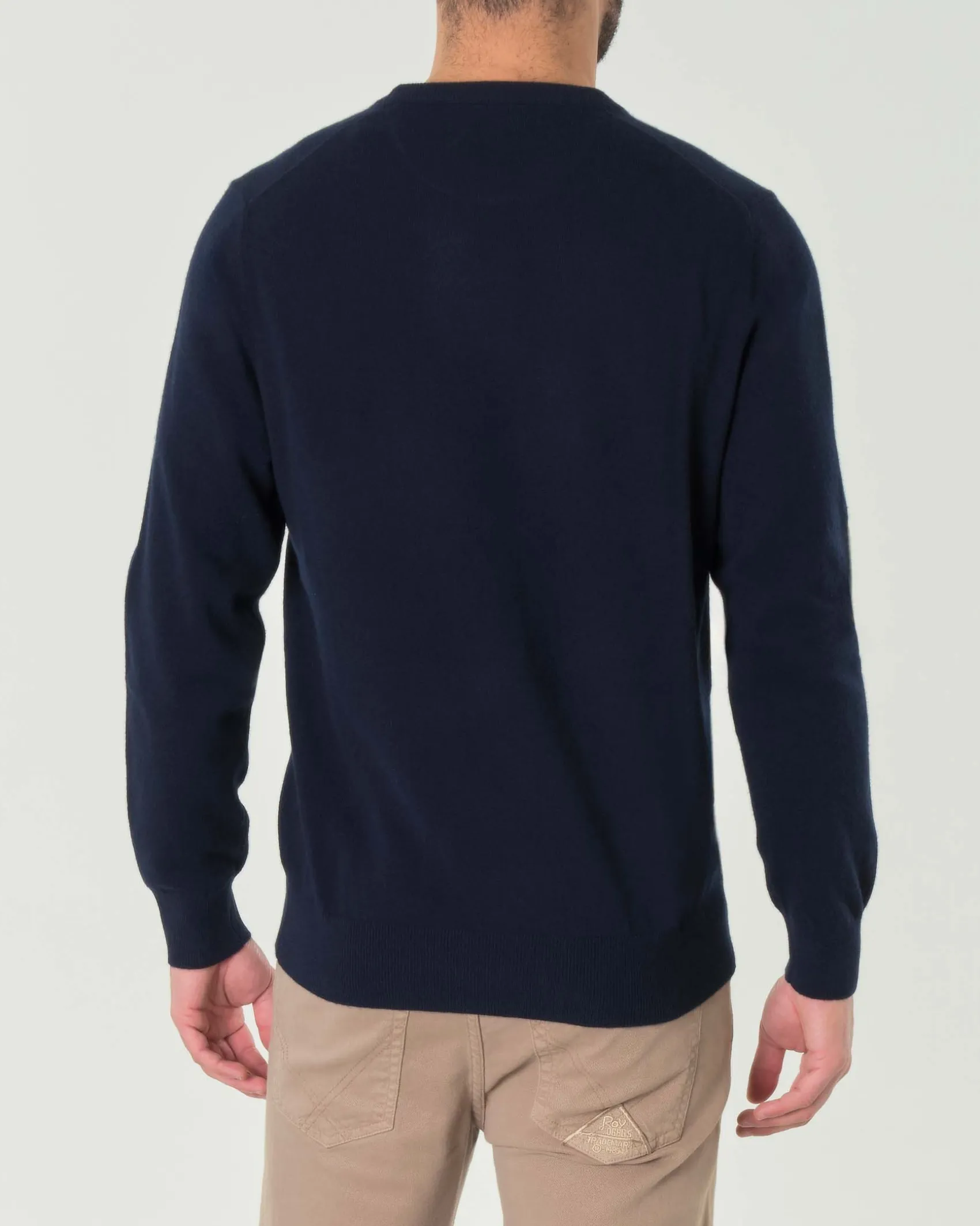 Maglia girocollo MC2 Saint Barth blu in lana viscosa e cashmere con logo ricamato in tono sul petto