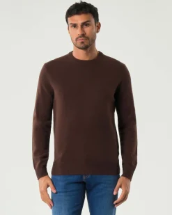 Maglia girocollo MC2 Saint Barth marrone in lambswool di pura lana