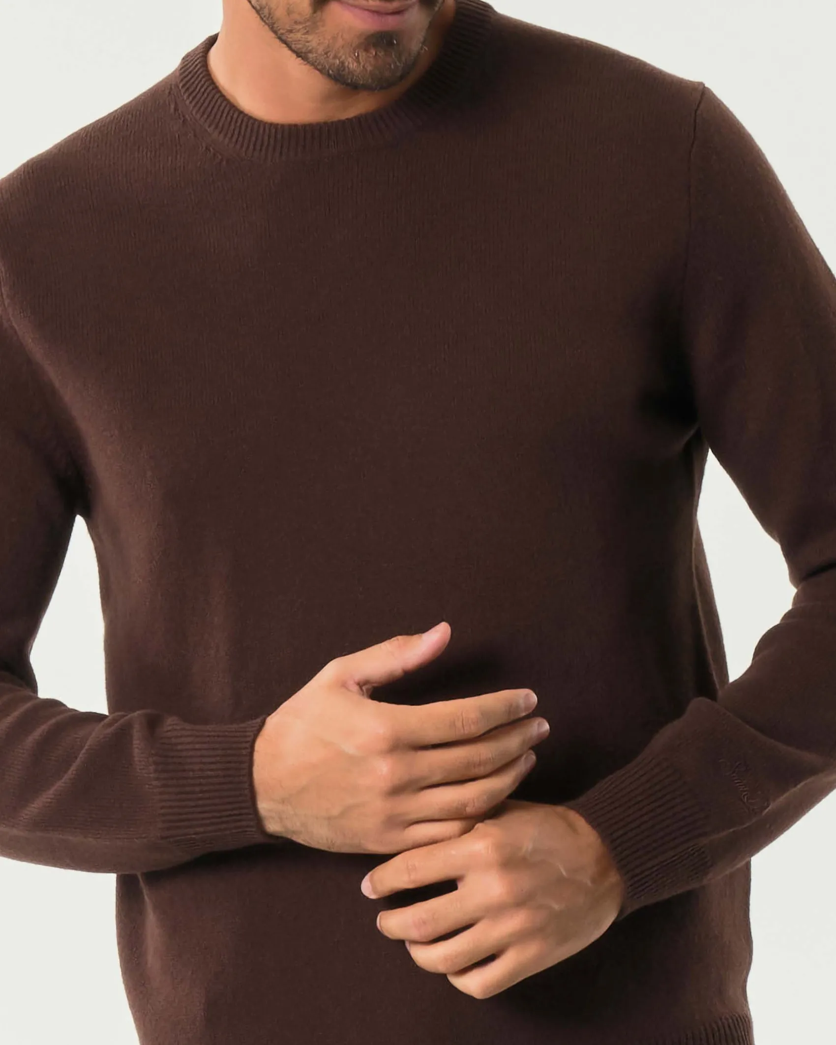 Maglia girocollo MC2 Saint Barth marrone in lambswool di pura lana