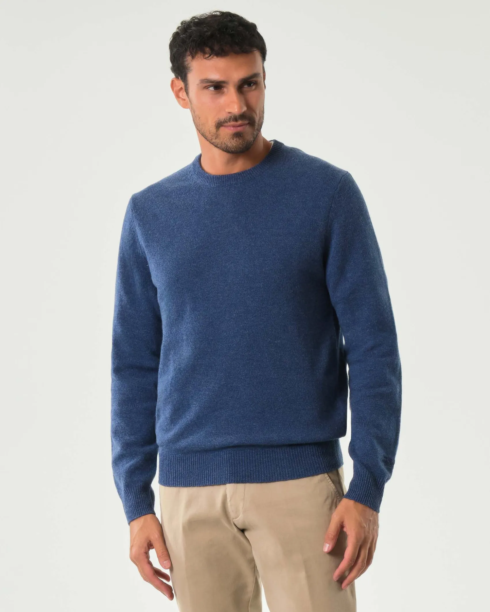 Maglia girocollo MC2 Saint Barth blu indaco in lambswool di pura lana