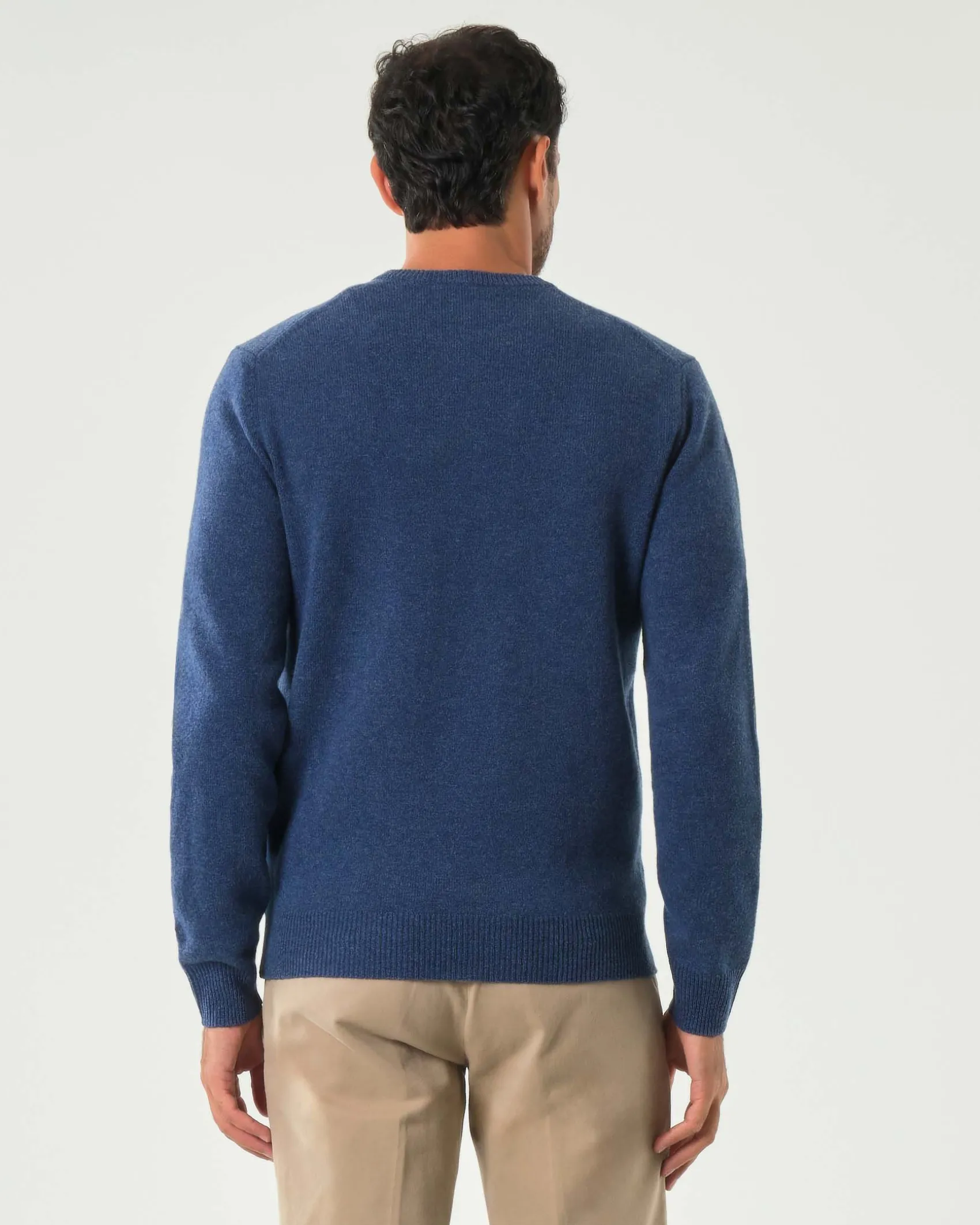 Maglia girocollo MC2 Saint Barth blu indaco in lambswool di pura lana