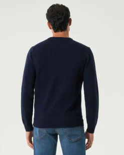 Maglia girocollo MC2 Saint Barth blu in lambswool di pura lana