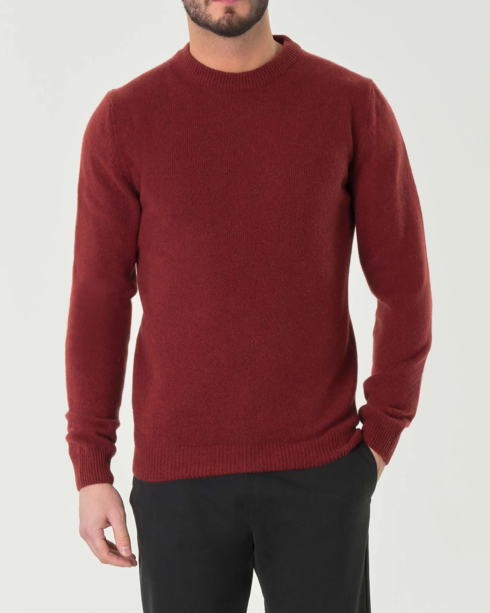 Maglia girocollo My Stuff mouliné rosso mattone in lana finezza 7