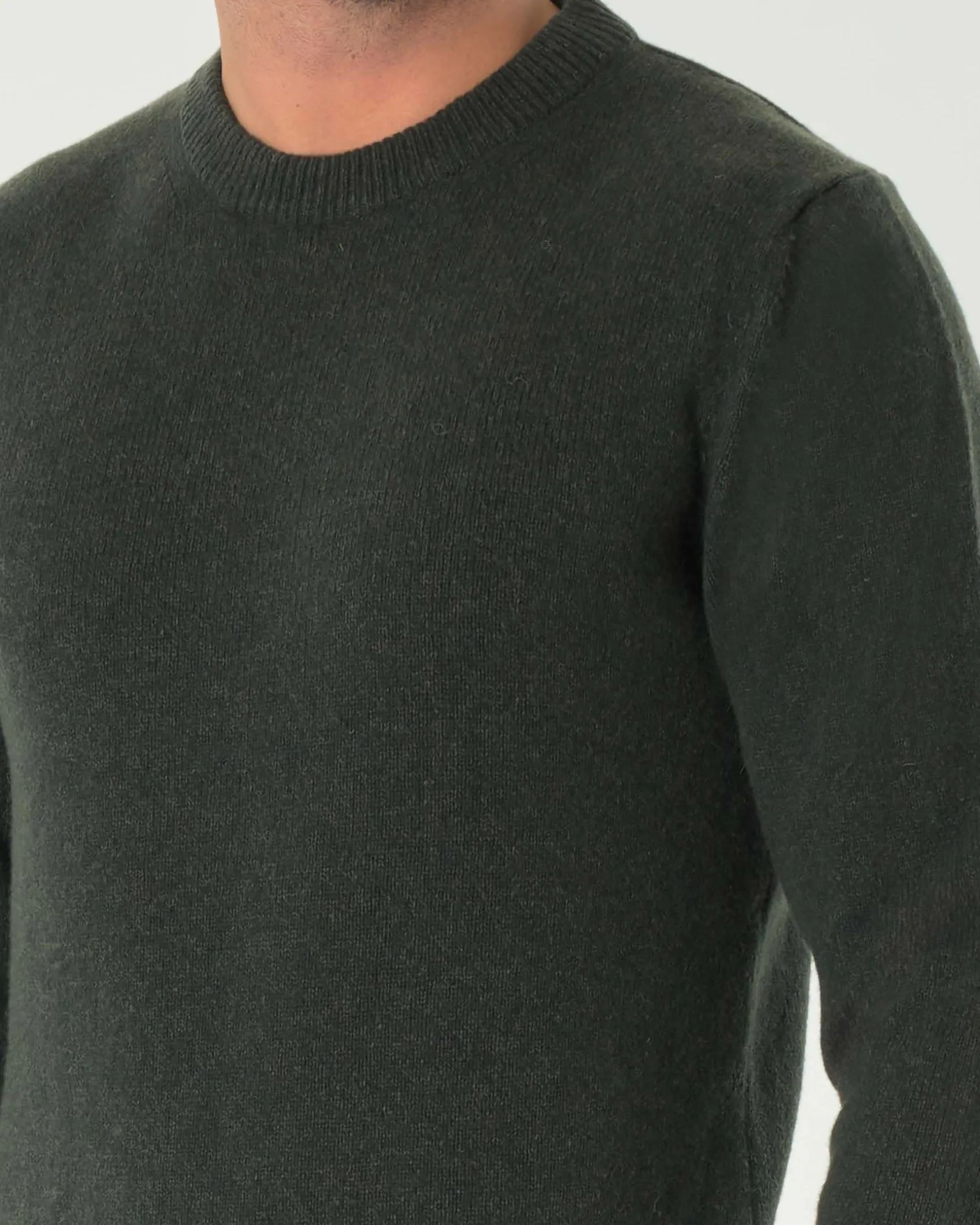 Maglia girocollo My Stuff mouliné verde bosco in lana finezza 7