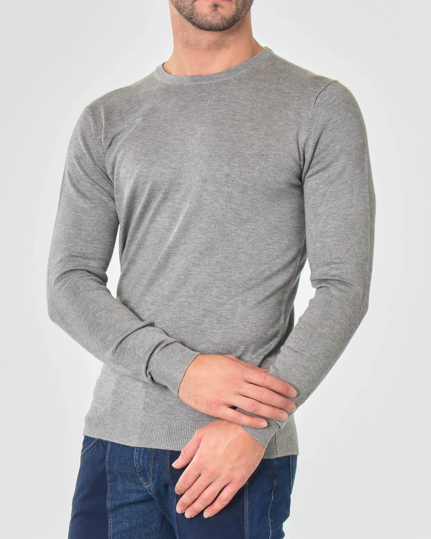 Maglia girocollo Paul Baker grigio chiaro tinta unita