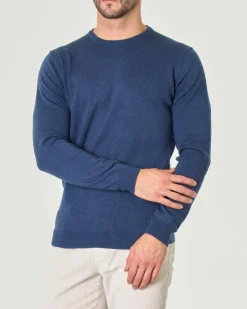 Maglia girocollo Paul Baker blu indaco tinta unita in misto lana
