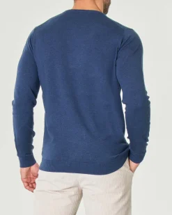 Maglia girocollo Paul Baker blu indaco tinta unita in misto lana
