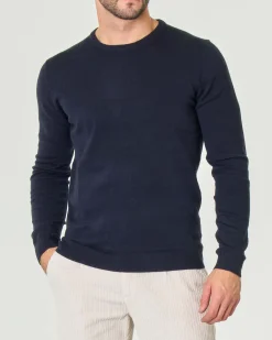 Maglia girocollo Paul Baker blu tinta unita in misto lana