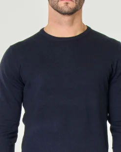 Maglia girocollo Paul Baker blu tinta unita in misto lana