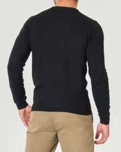 Maglia girocollo Paul Baker nera tinta unita in misto lana