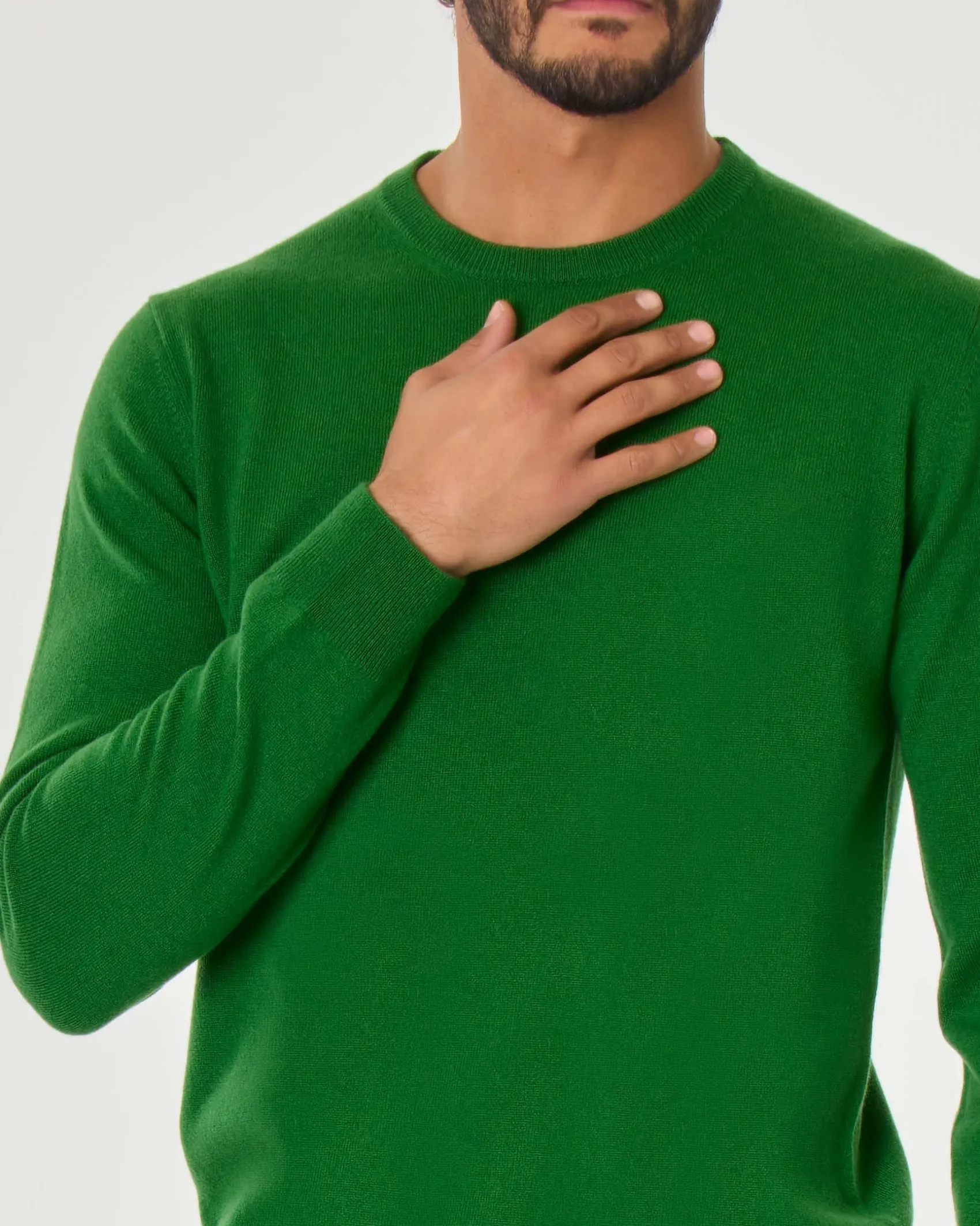 Maglia girocollo Pellizzari verde in puro cachemire