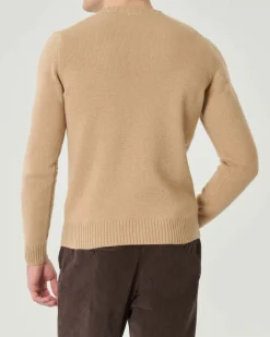 Maglia girocollo Pellizzari color cammello in misto lana e cachemire finezza 7