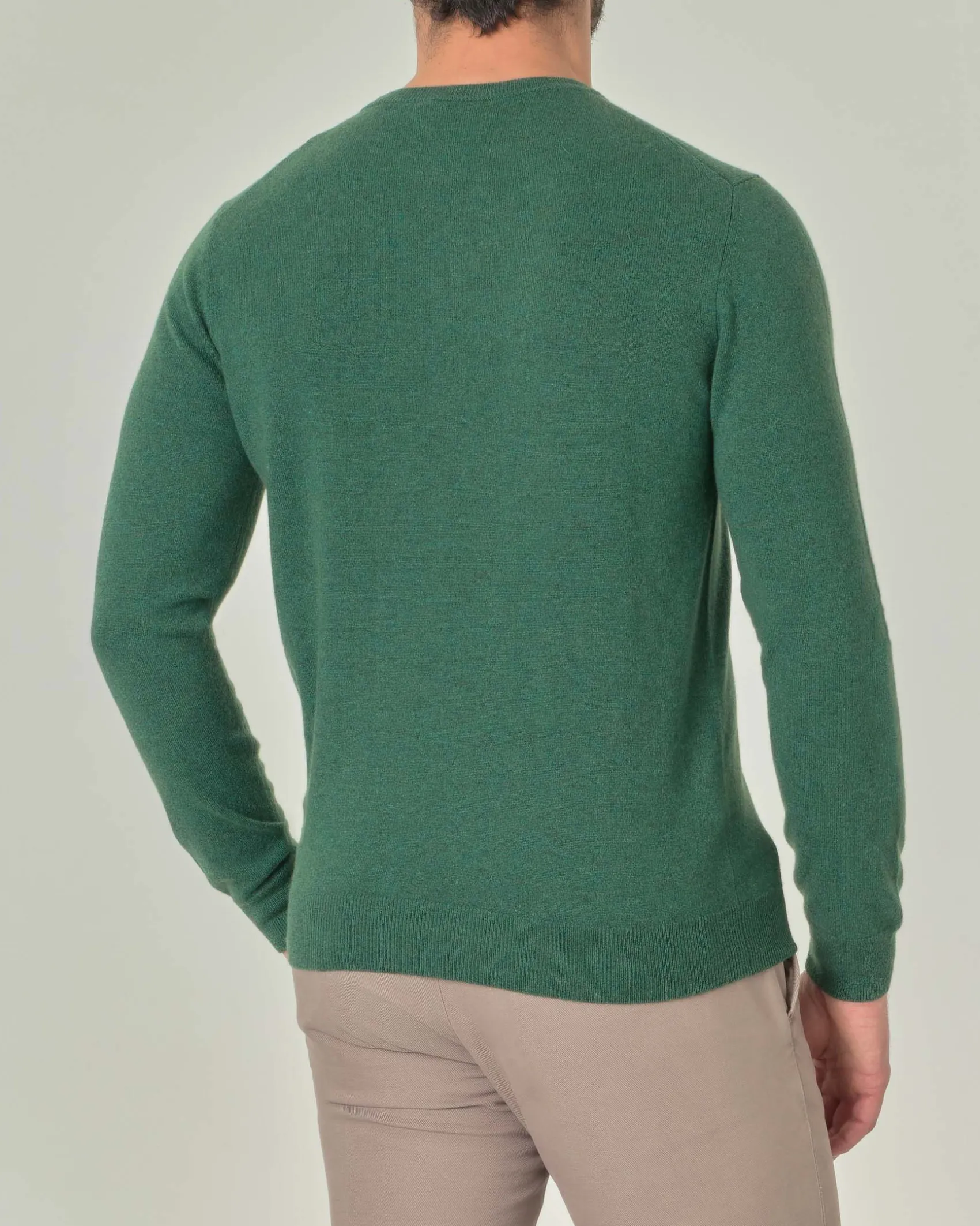 Maglia girocollo Pellizzari verde smeraldo in puro cashmere