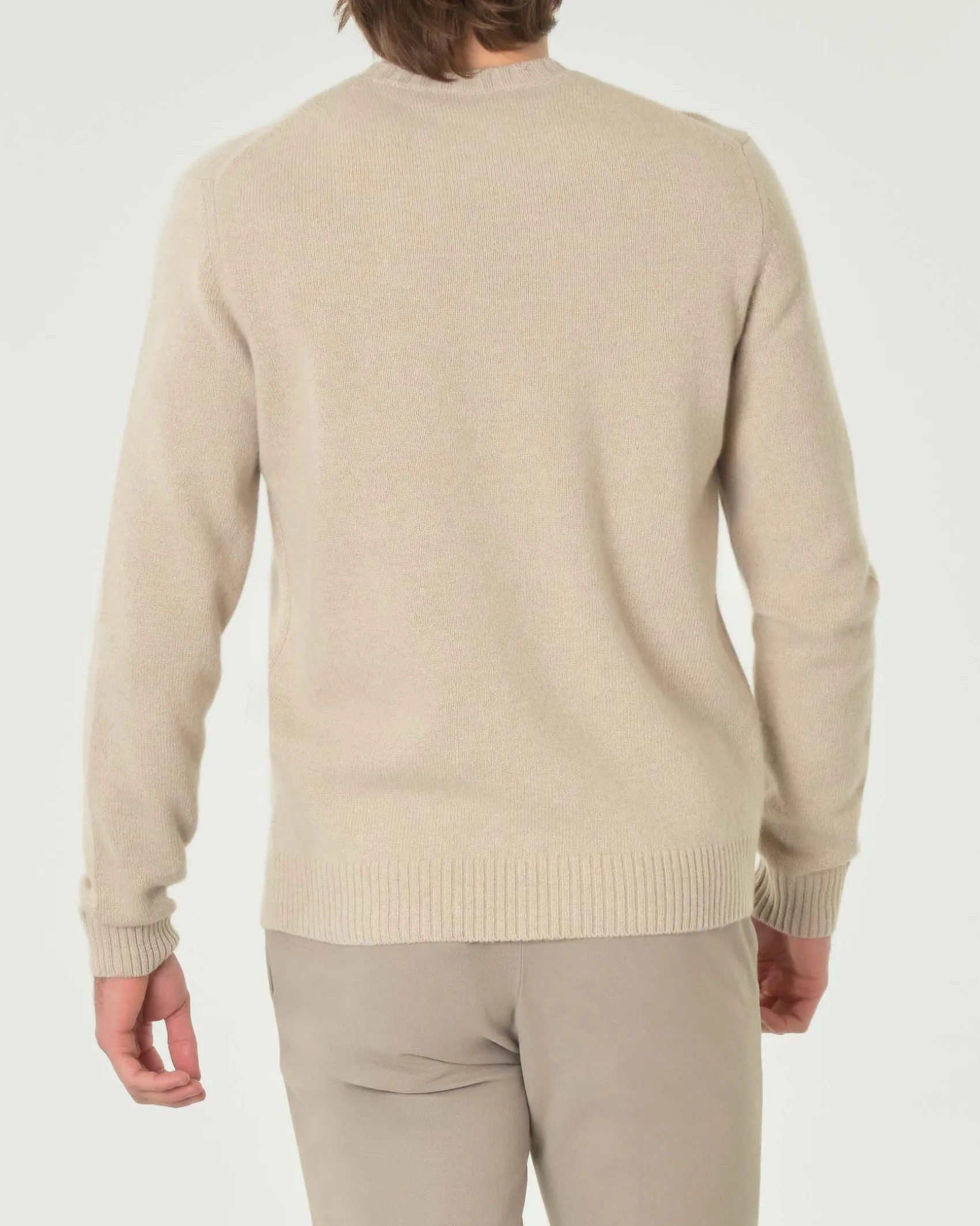 Maglia girocollo Pellizzari beige in misto lana e cachemire finezza 7