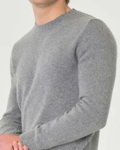 Maglia girocollo Pellizzari grigia in misto lana e cachemire finezza 7