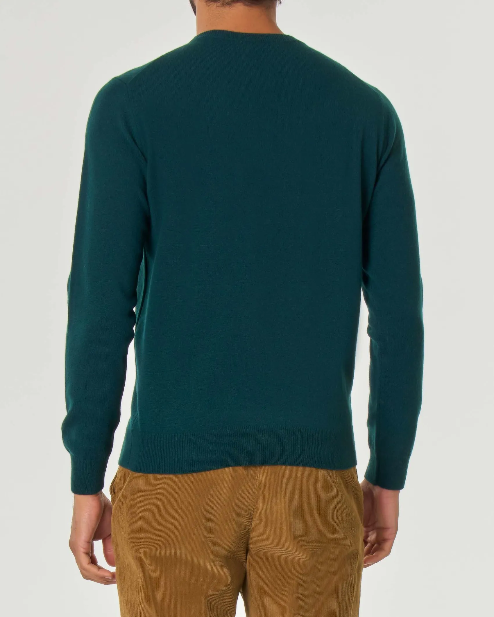Maglia girocollo Pellizzari verde scuro in puro cachemire